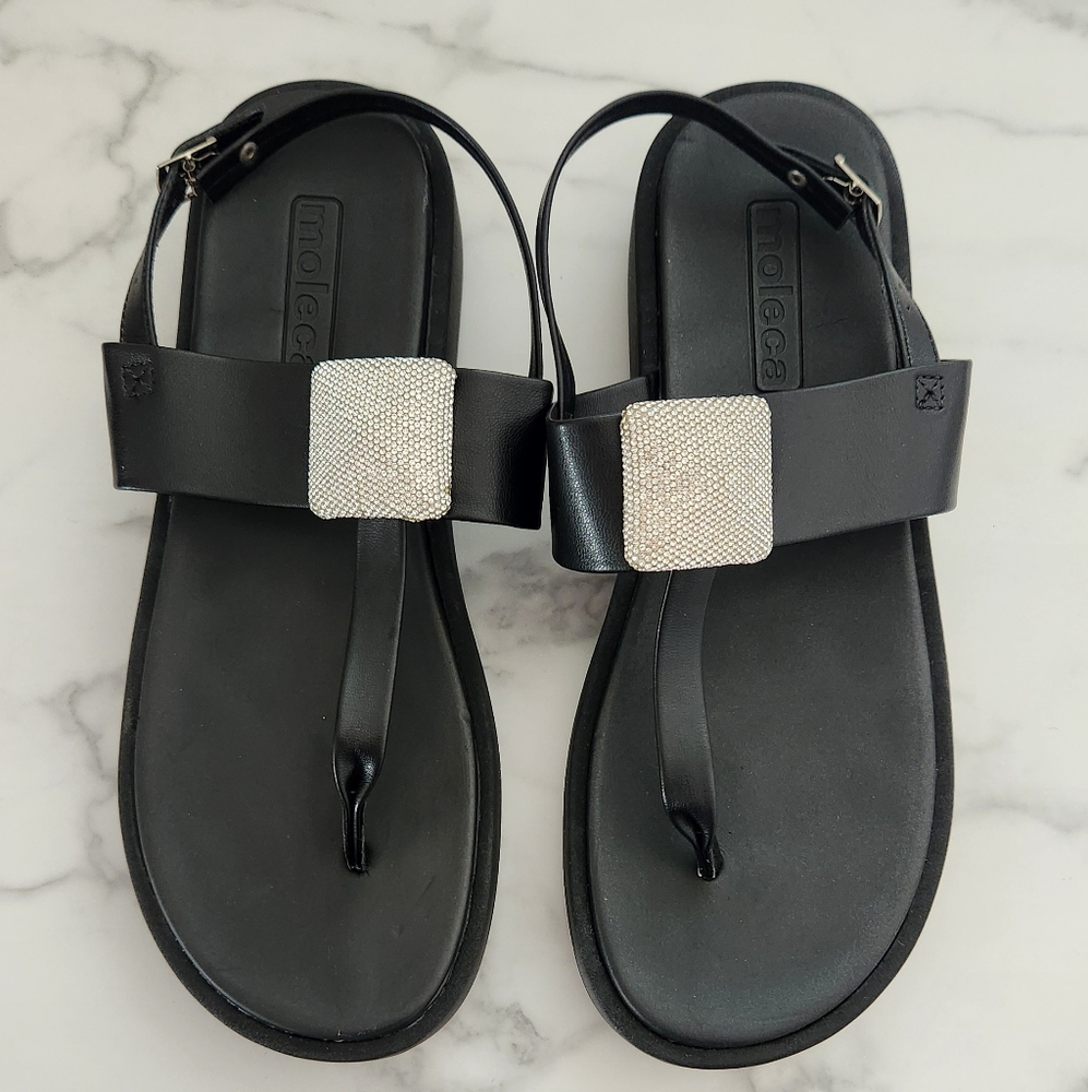 Moleca Flat Black Sandal Size 11(42) for Women - Picture 4 of 10